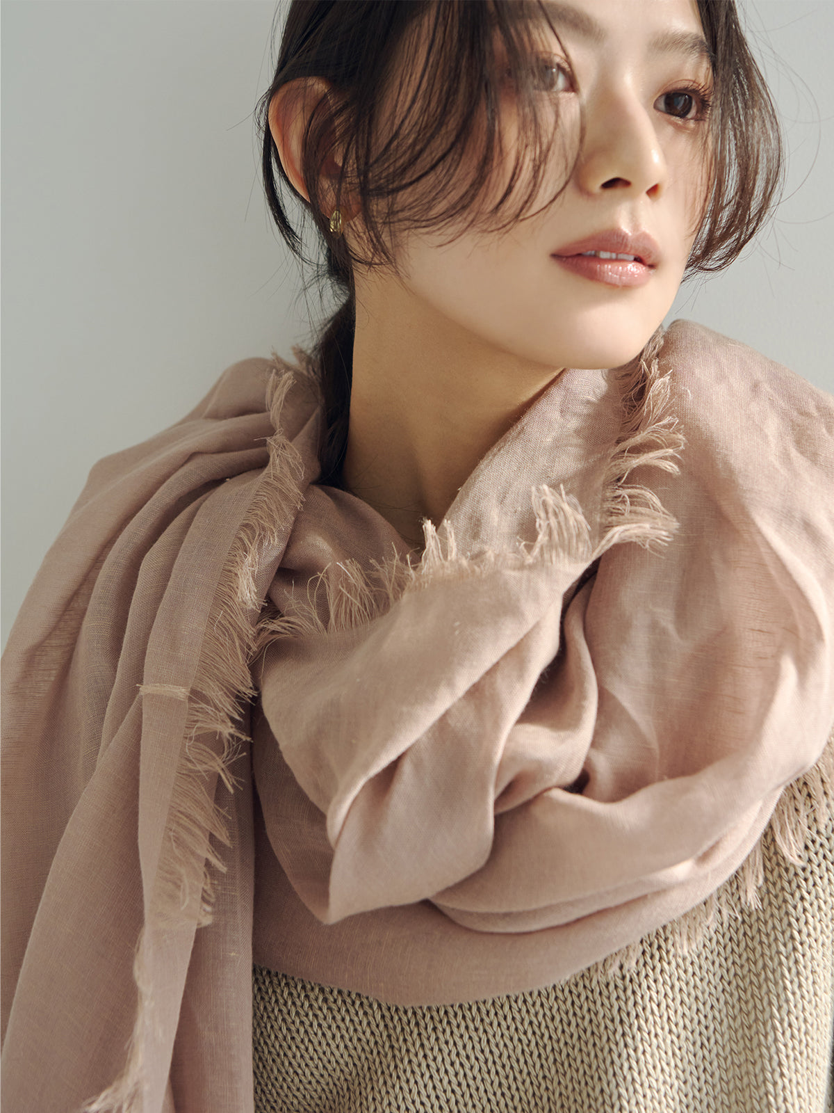 【ASAUCE MELER】リネンモダールシルクメランジュソリッドストール