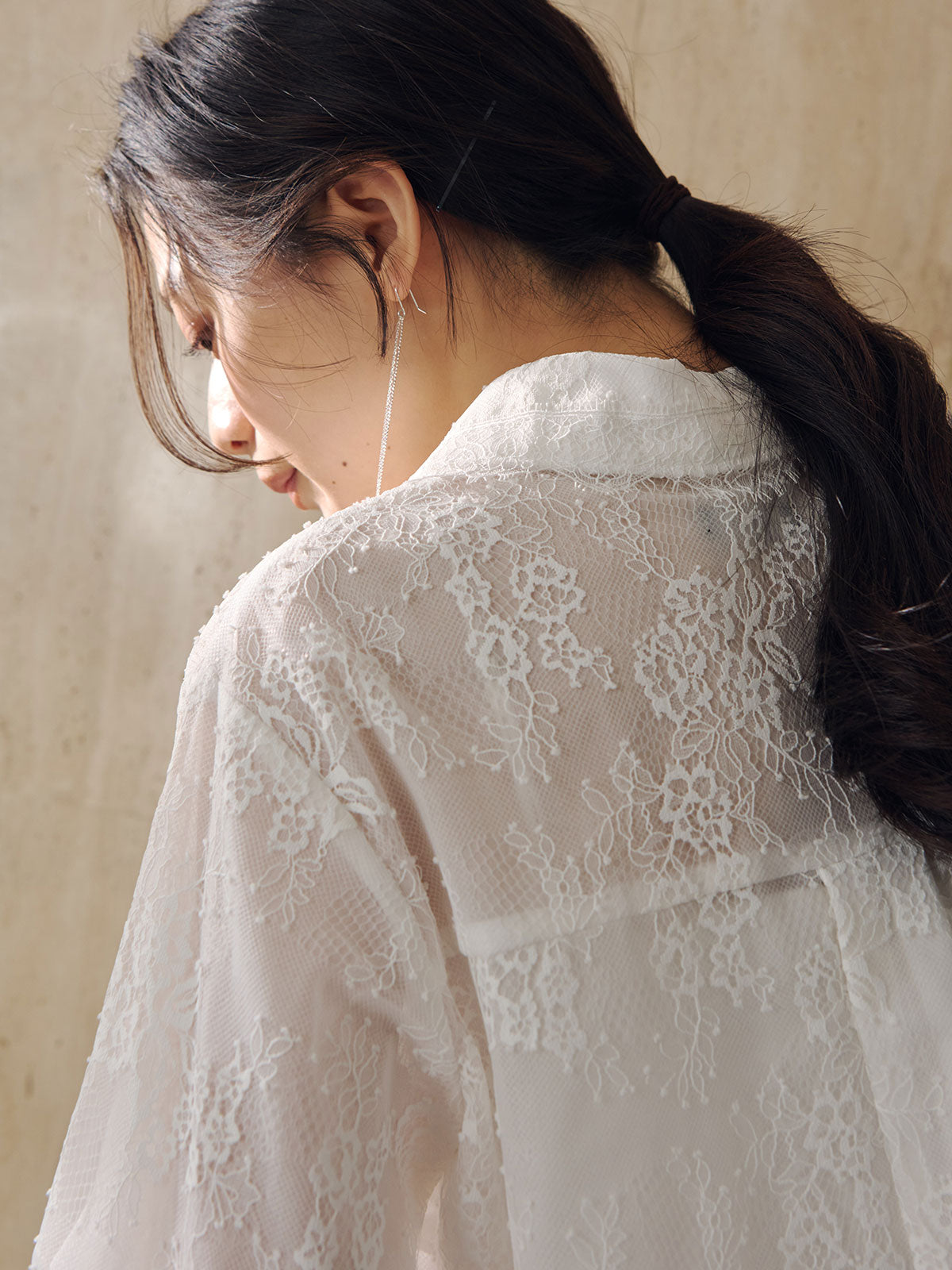 クロップドレースシャツブラウス