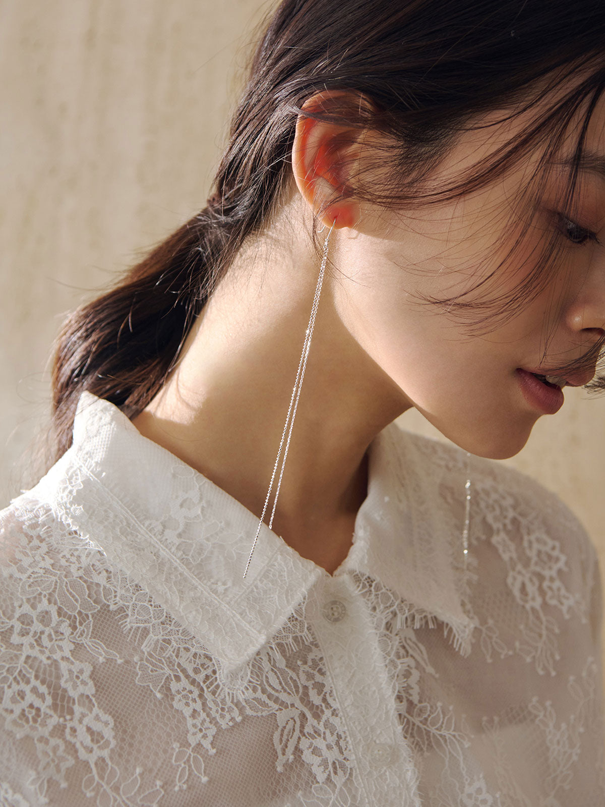 クロップドレースシャツブラウス