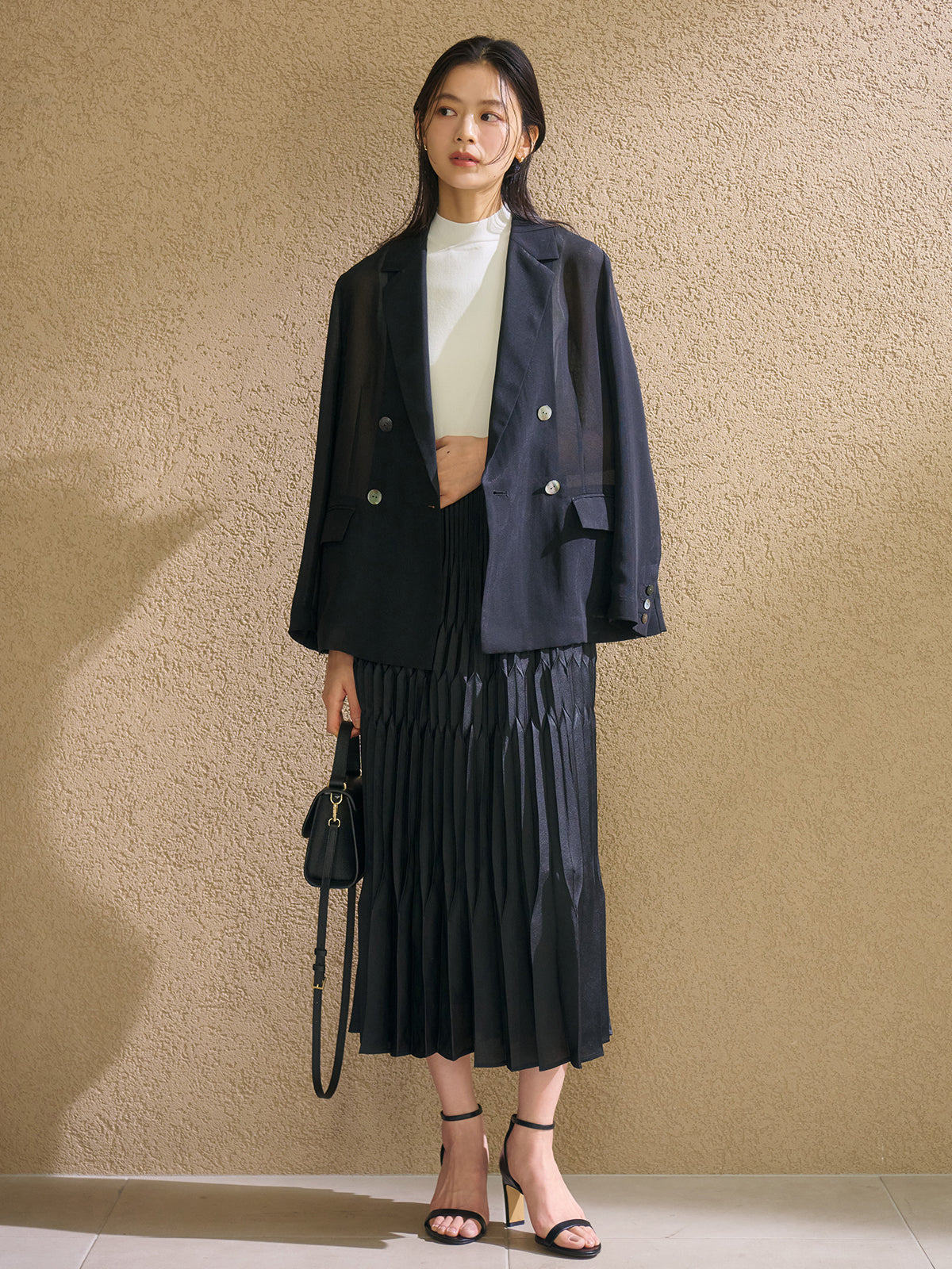 コンビプリーツニットドッキングワンピース