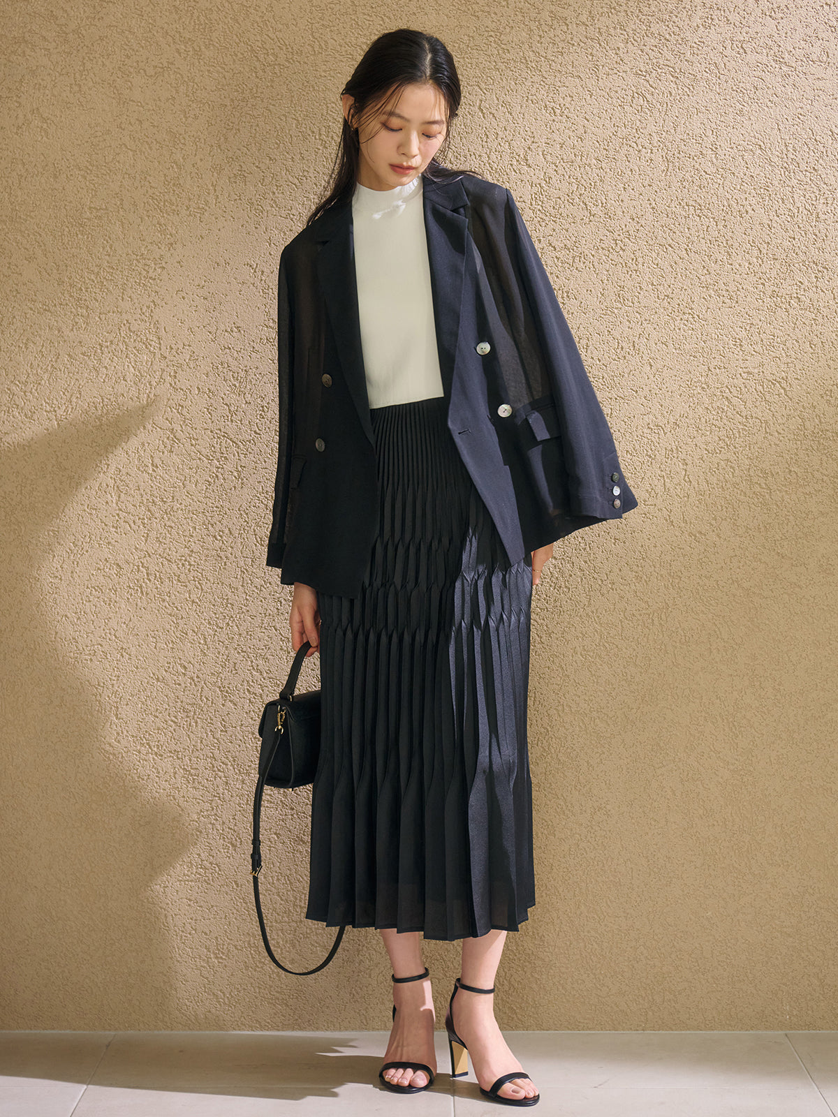 コンビプリーツニットドッキングワンピース