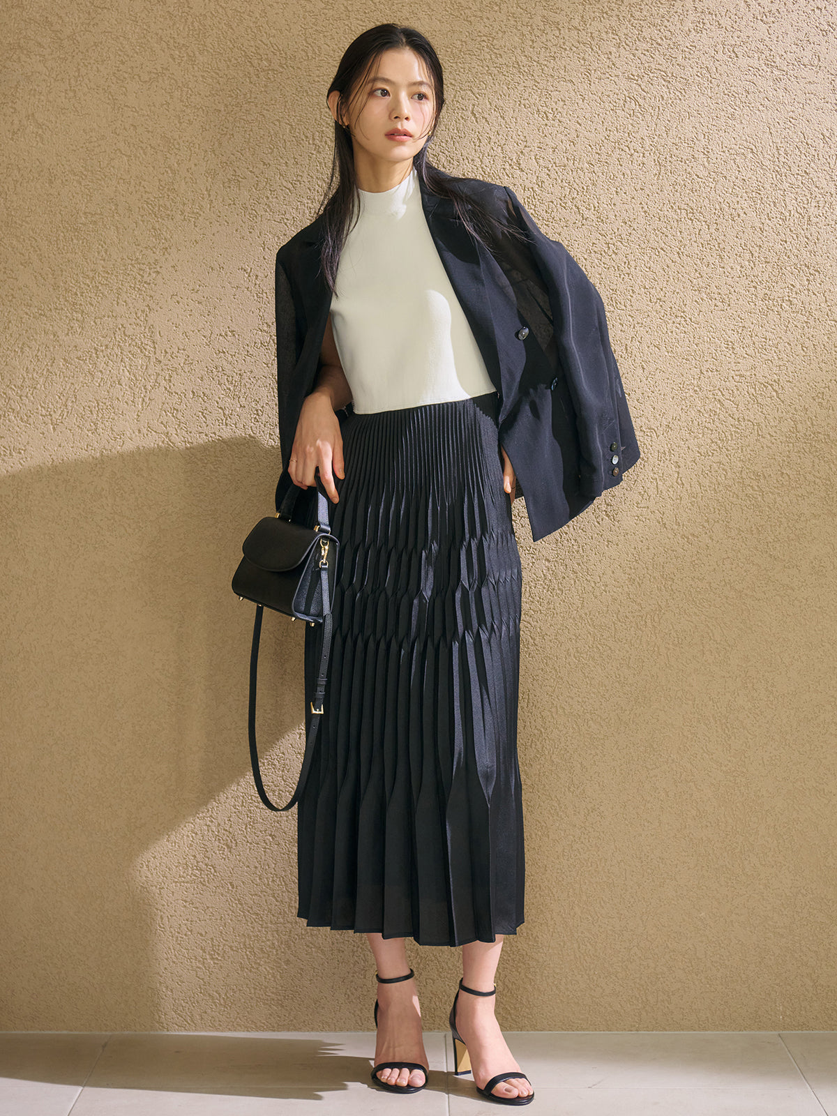 コンビプリーツニットドッキングワンピース