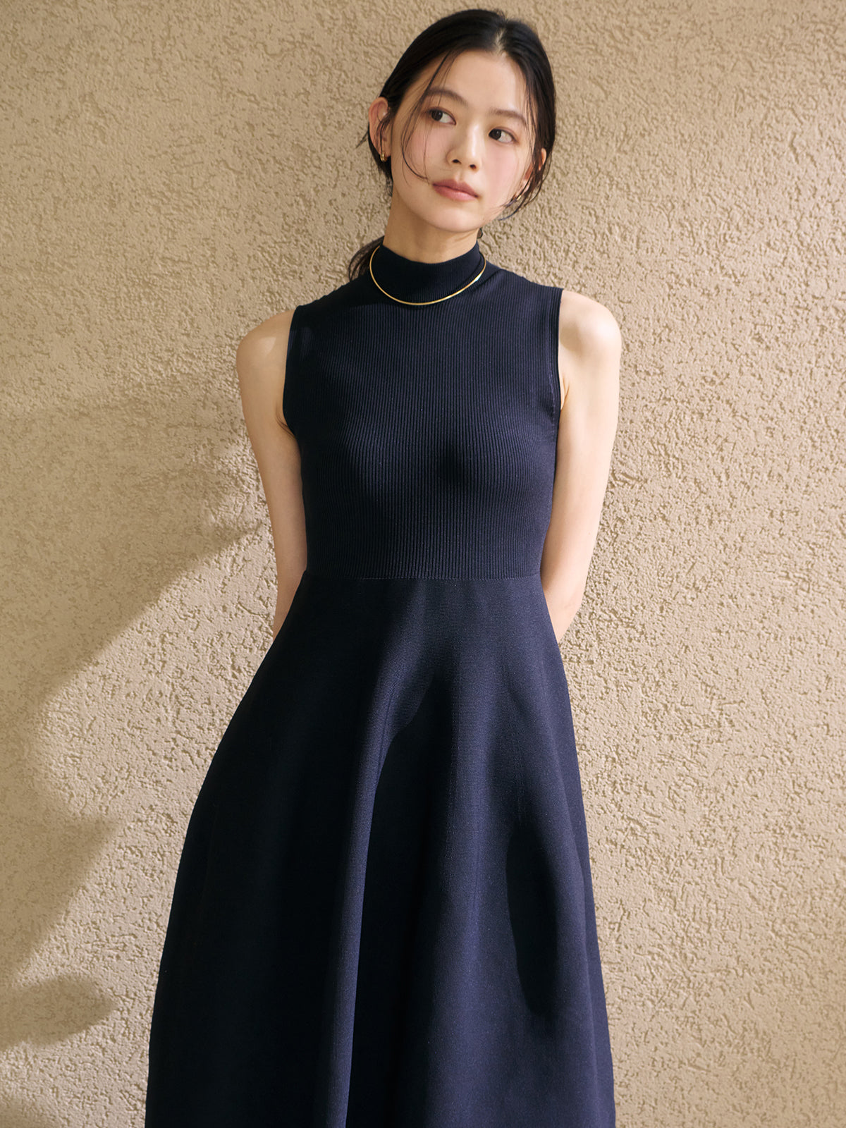 ホールガーメントフレアニットワンピース