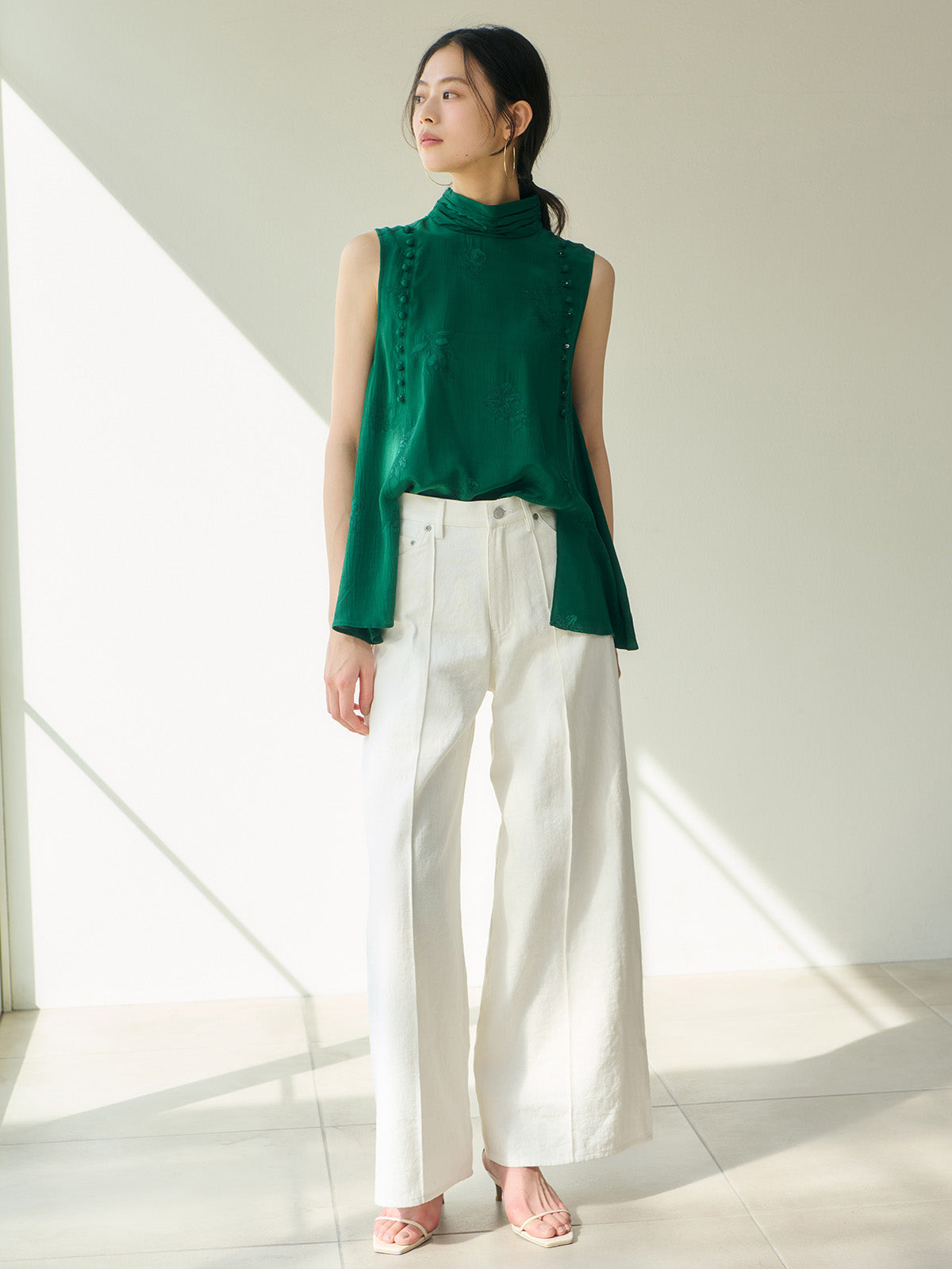 High-Waist Linen Wide Pants
