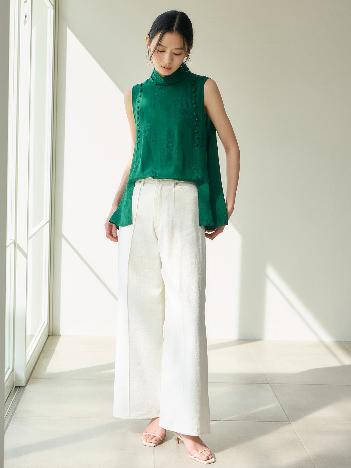 High-Waist Linen Wide Pants