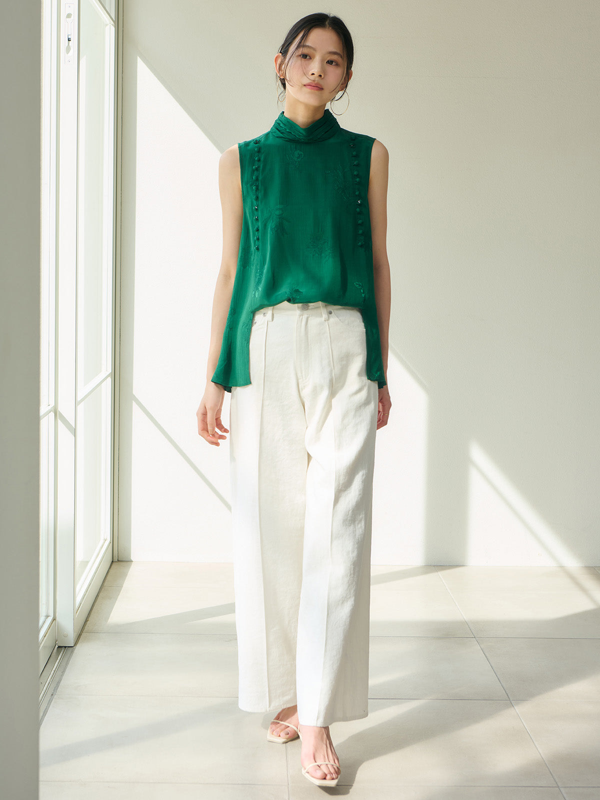 High-Waist Linen Wide Pants