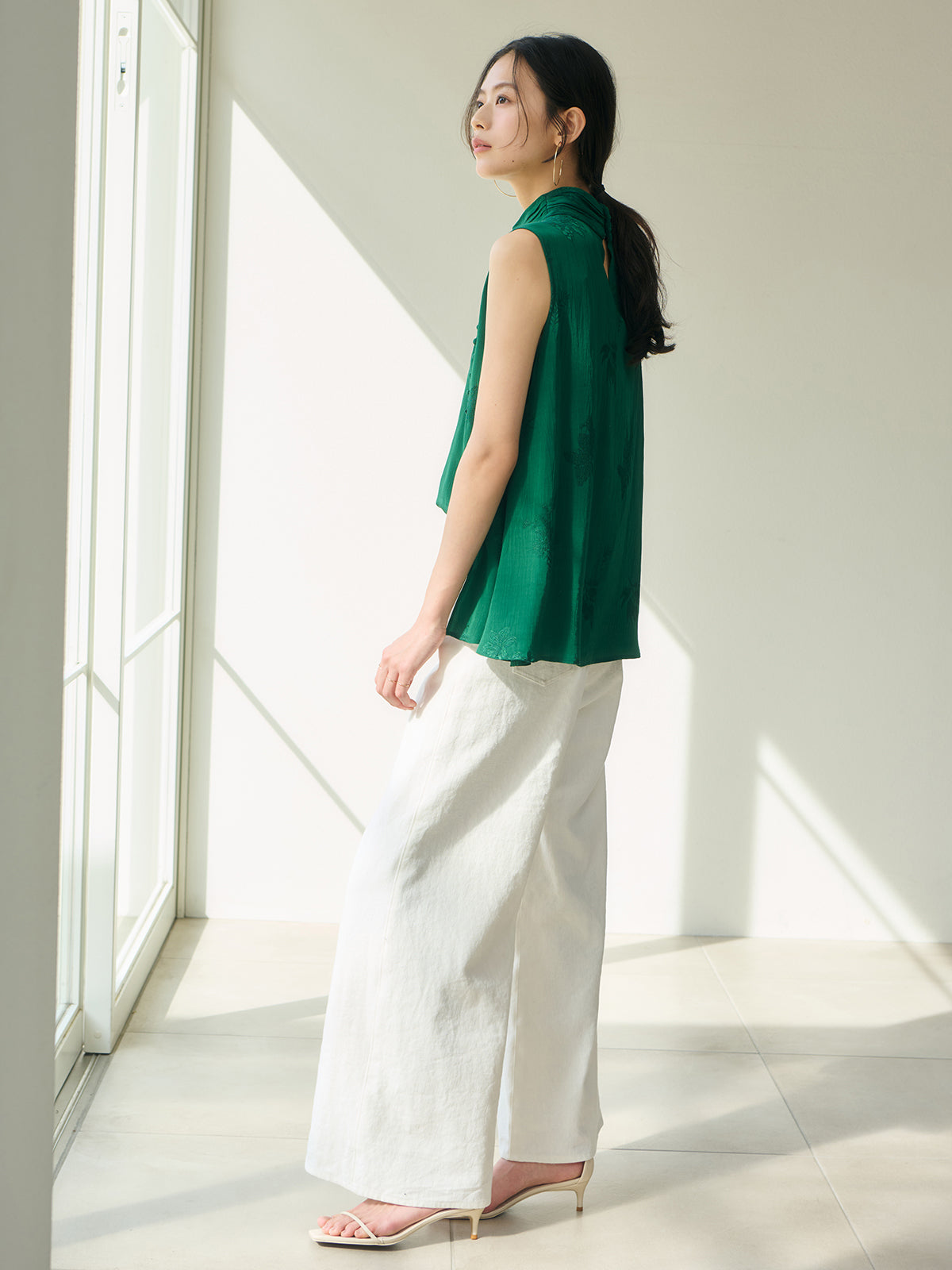 High-Waist Linen Wide Pants