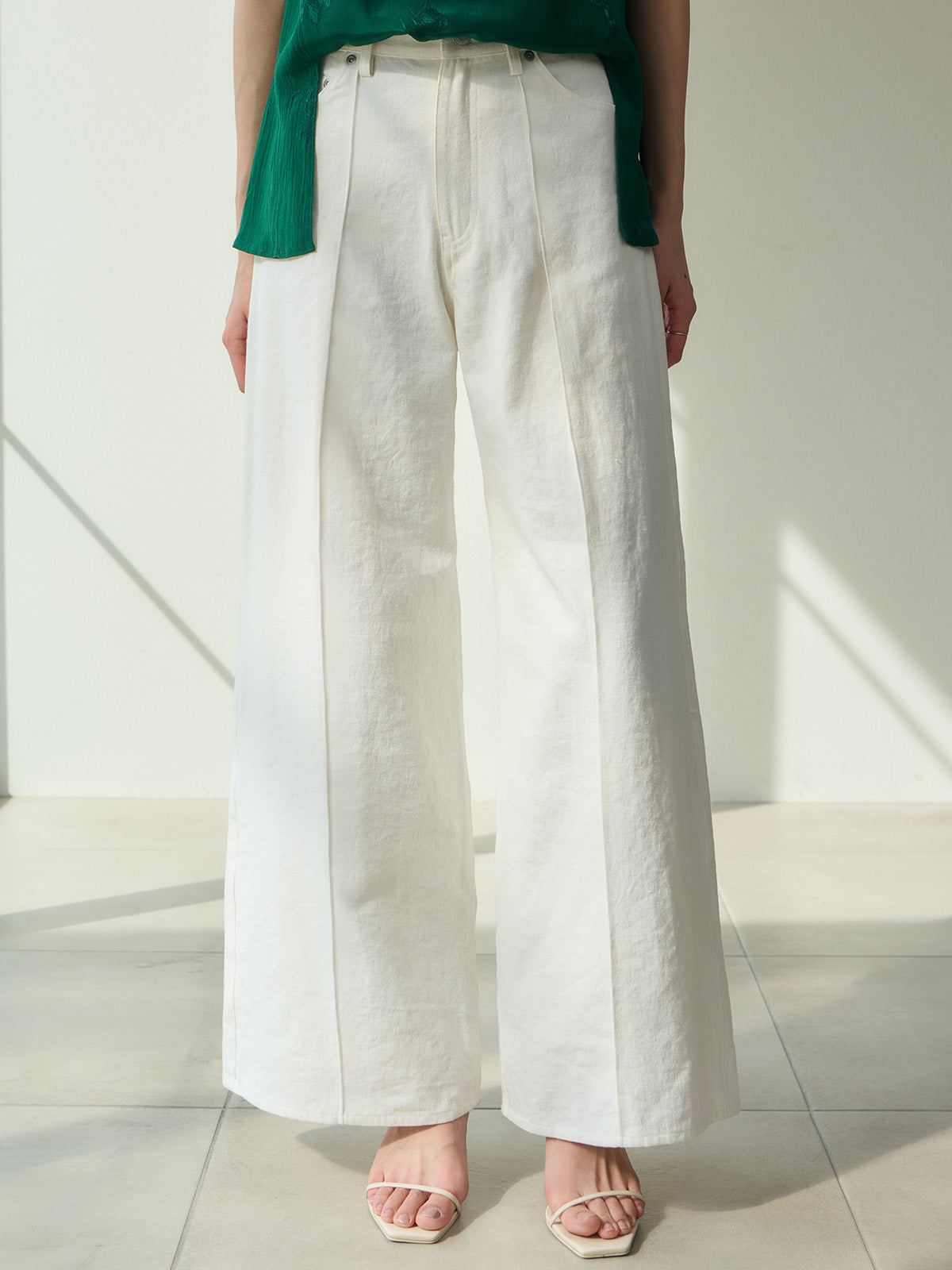 High-Waist Linen Wide Pants
