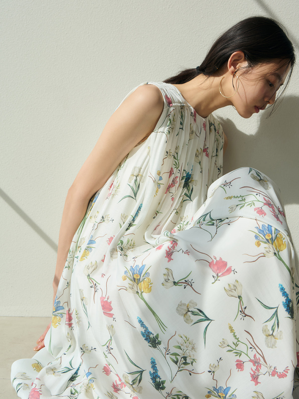 フローラルモチーフプリントワンピース