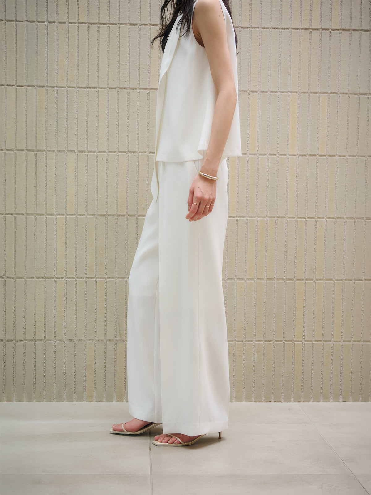 ダブルサテンストレートパンツ