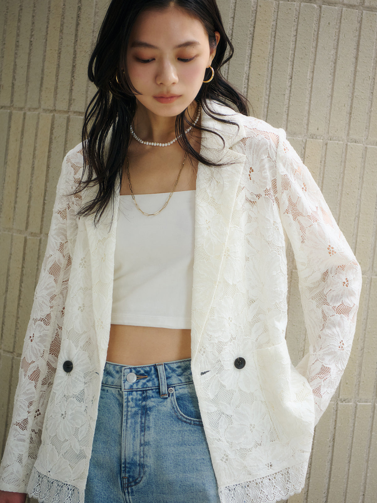 オーナメントレースダブルジャケット