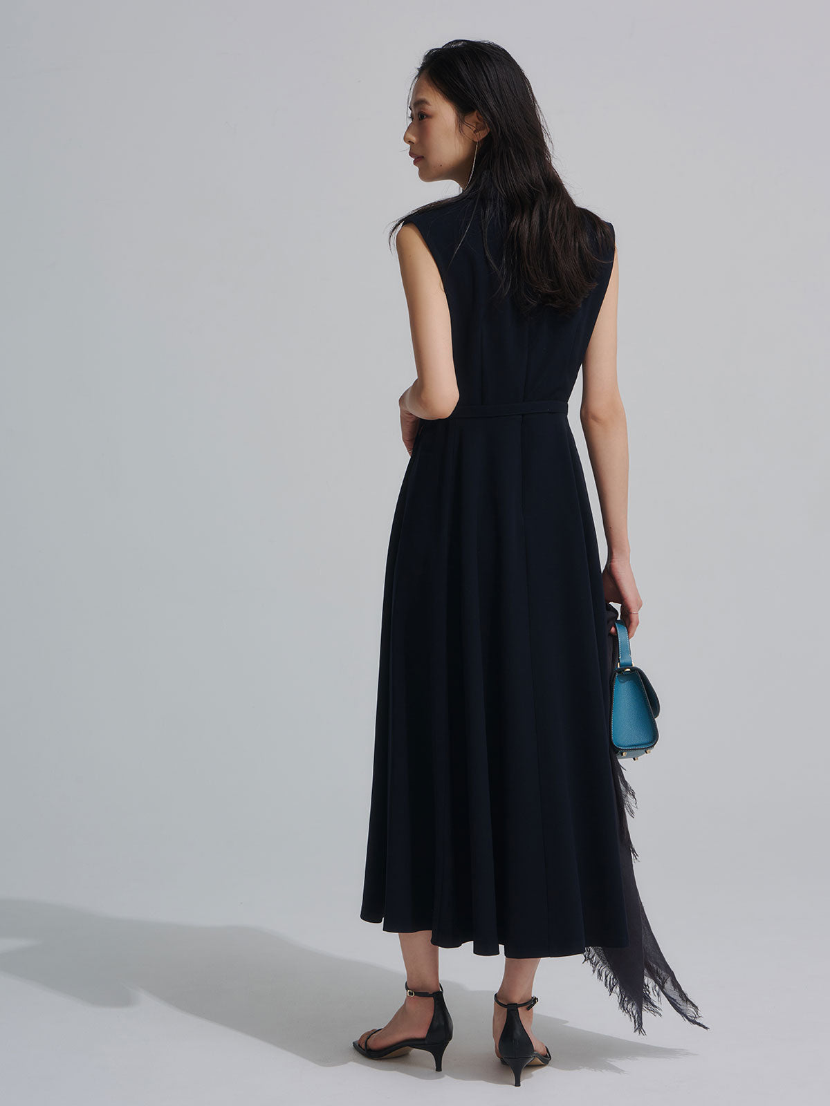 ダブルサテンテーラードフレアワンピース