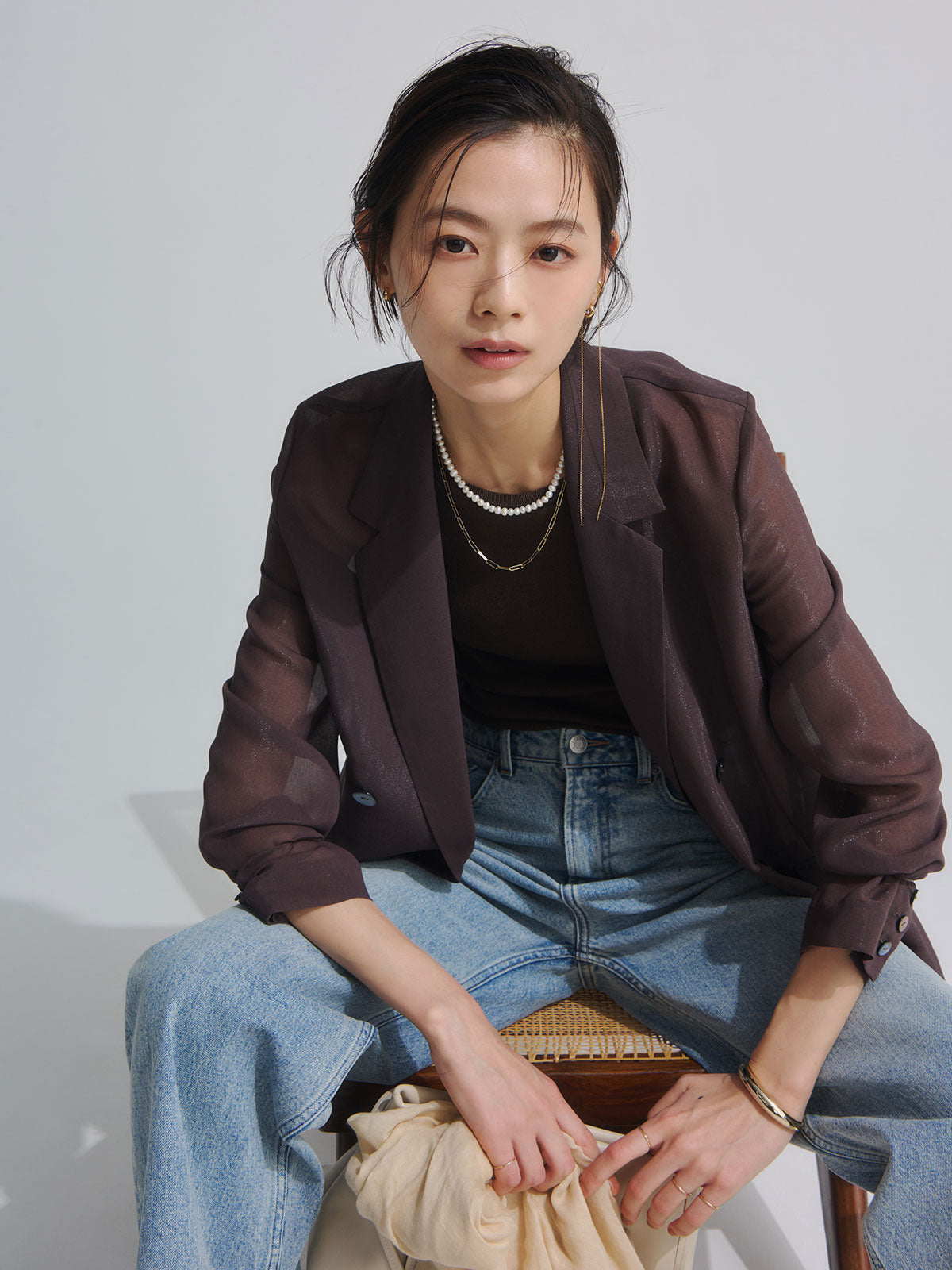 宽腿牛仔裤