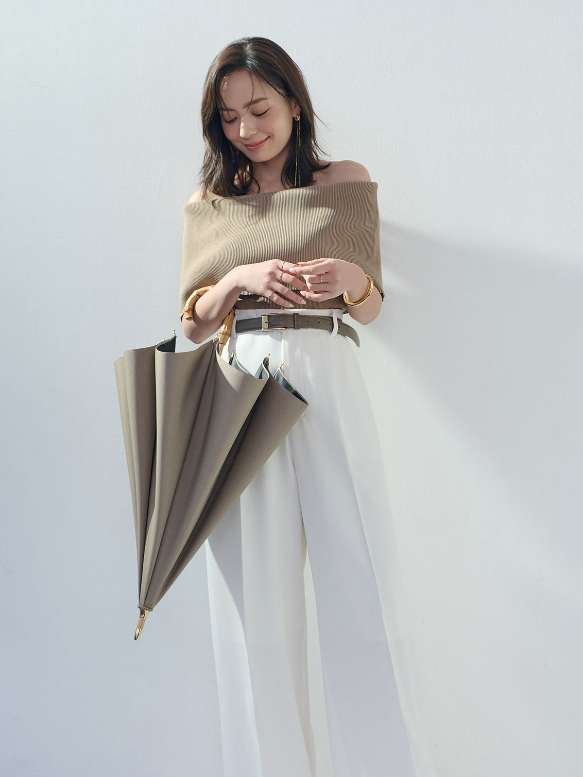 【untule×ánuans】コラボレーション日傘(長傘/S) GREY BEIGE