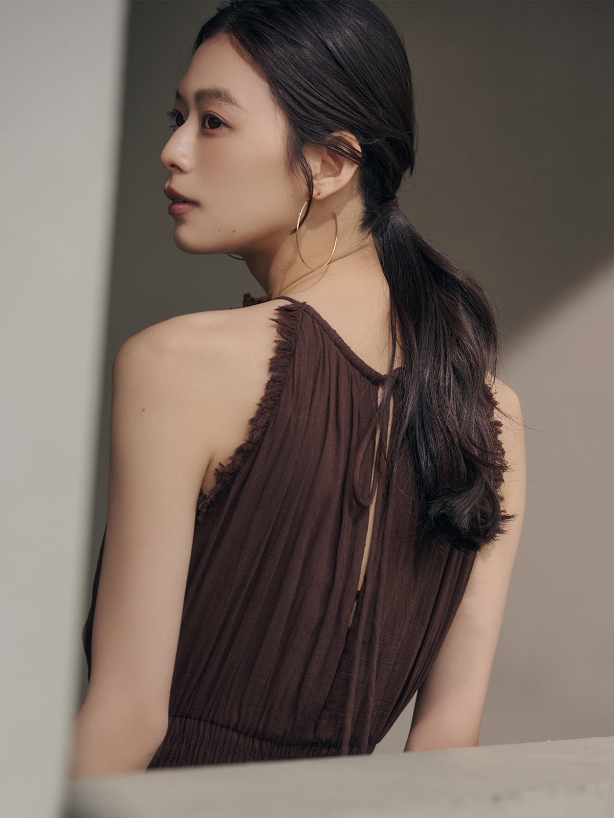 Indiaバックオープンティアードワンピース