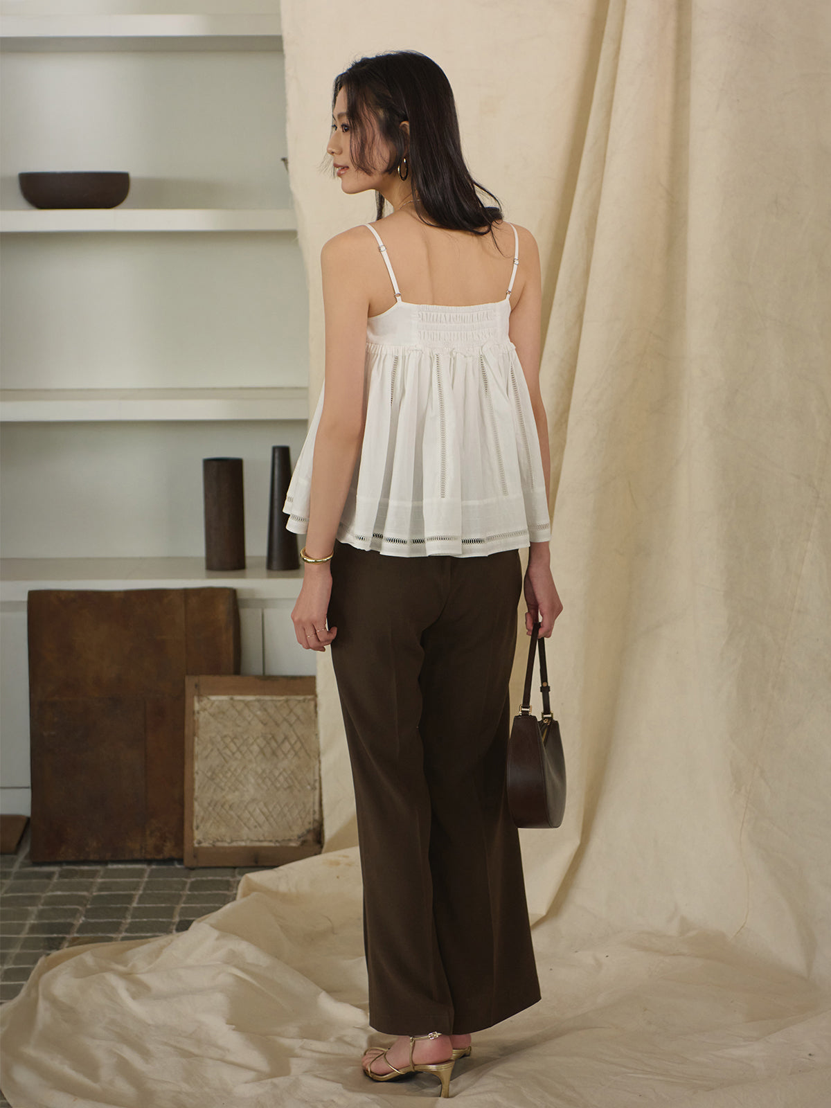 Pintuck Lace Volume Camisole