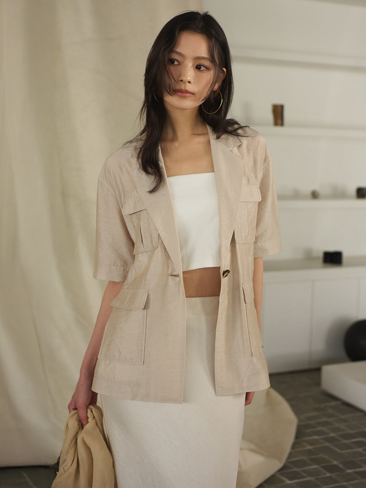 Half-Sleeve Sheer Jacket