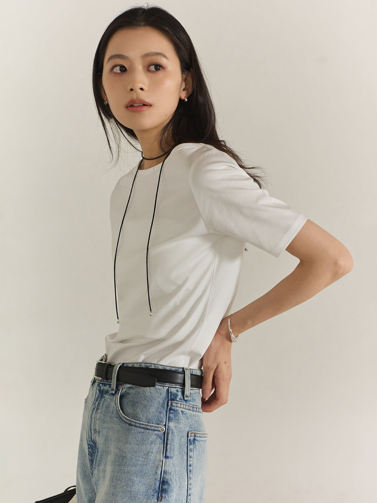 【WEB限定】絲滑觸感棉船領T恤