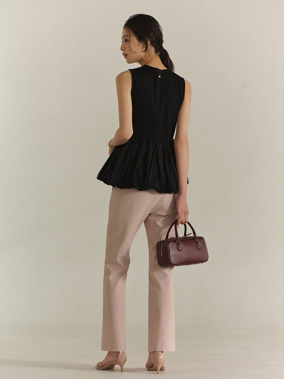 Silk-Touch Cotton Balloon Hem Docking T-Shirt