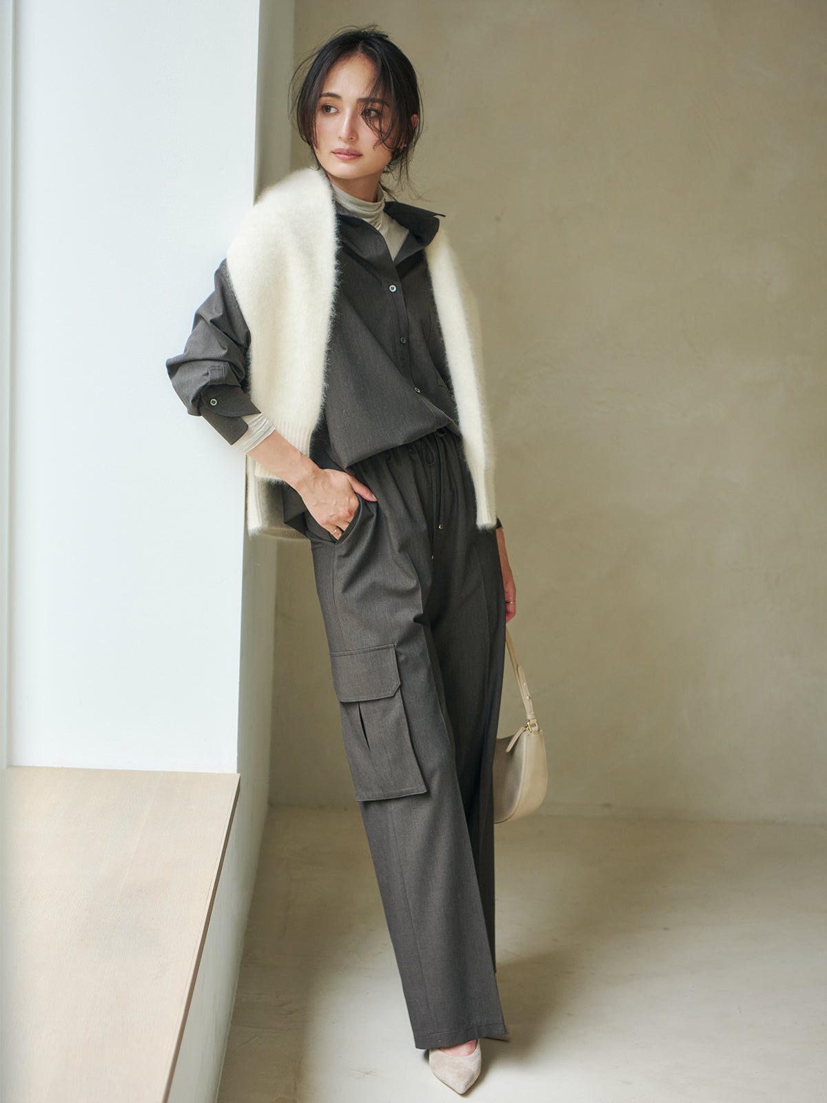 ウールブレンドスタンダードシャツ