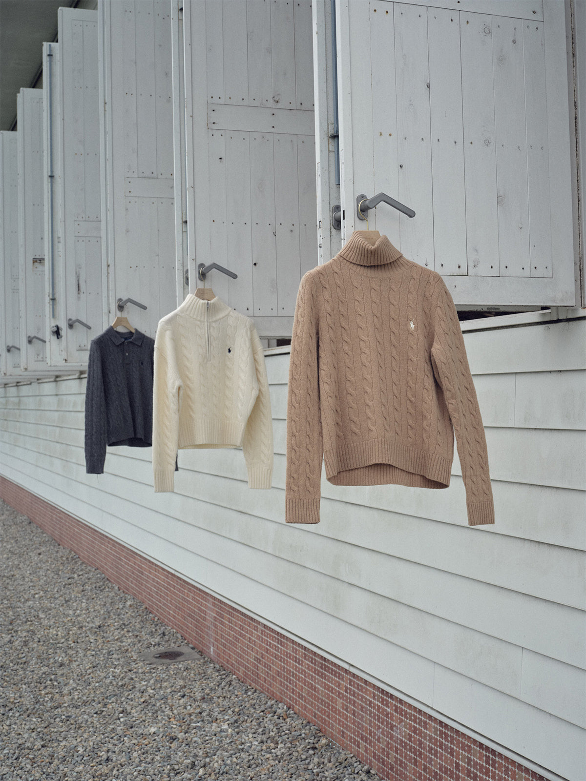 【POLO RALPH LAUREN】Wool-Cashmere Cable Polo Sweater