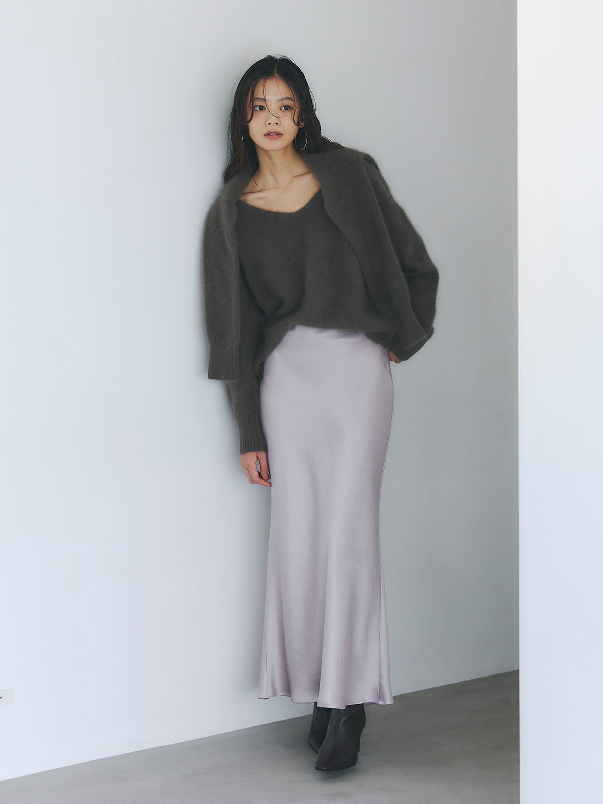 美品】anuans サテンナロースカート Sサイズ サテンナロースカート