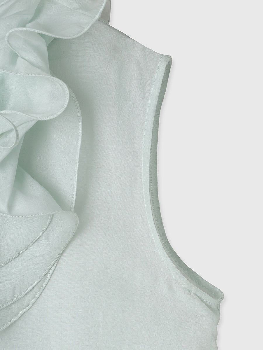 シルクブレンドラッフルブラウス