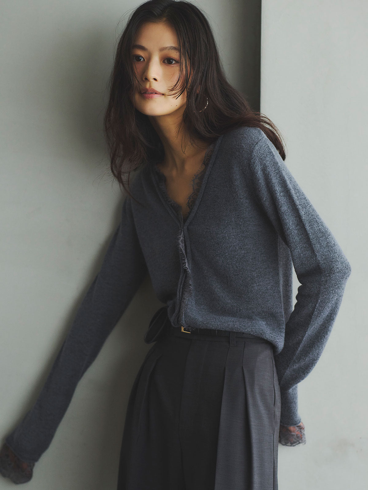 아이래쉬 레이스 트리밍 니트