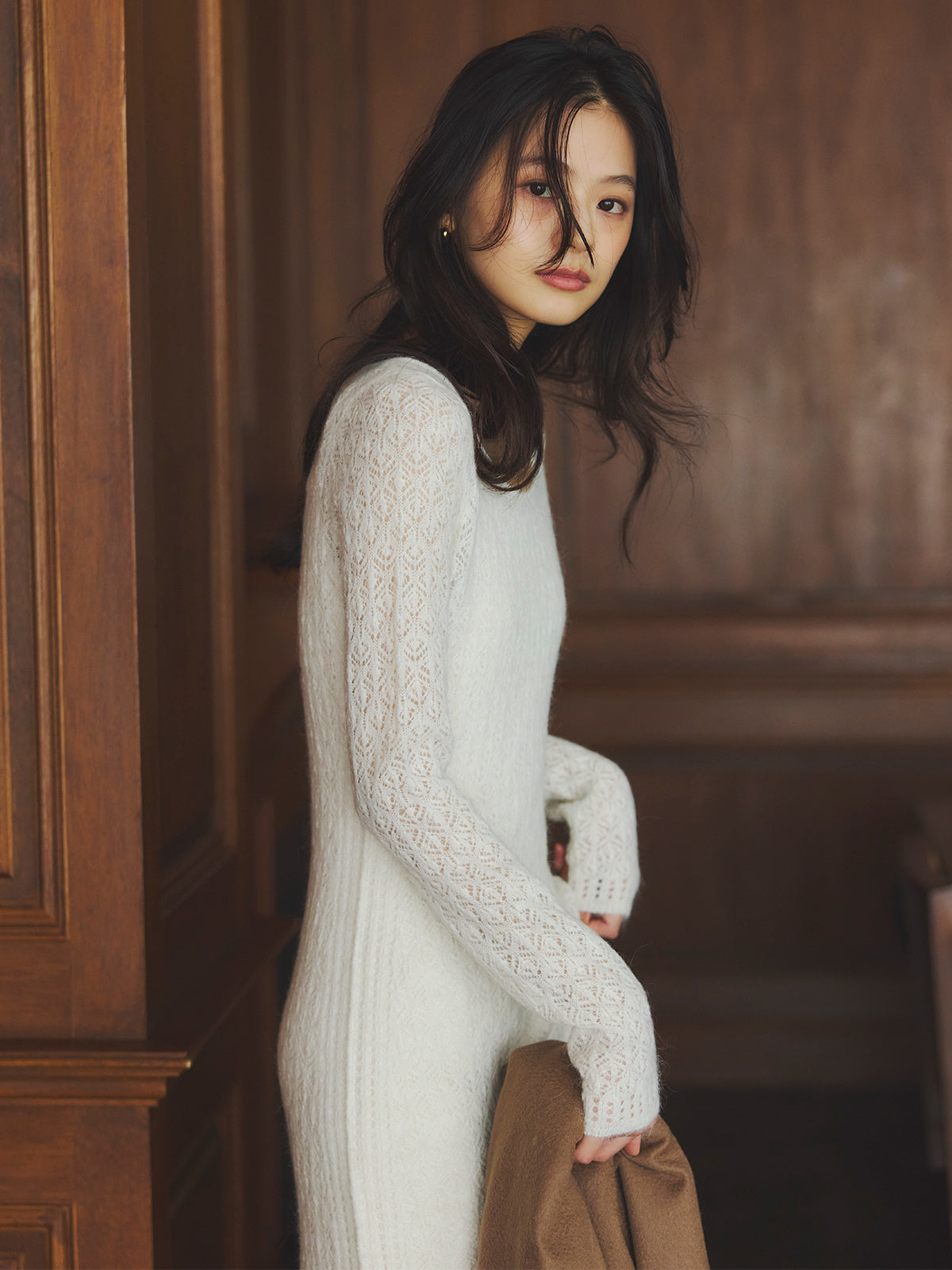 レースワークニットワンピース