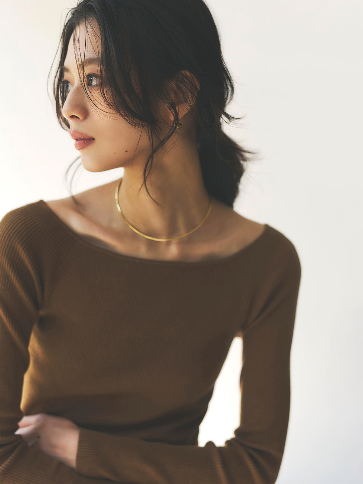 シルクカシミアブレンドボートネックニット