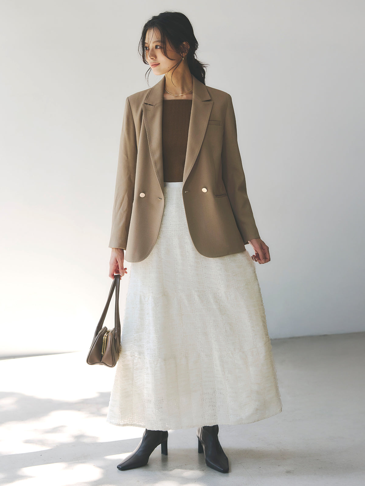 シルクカシミアブレンドボートネックニット