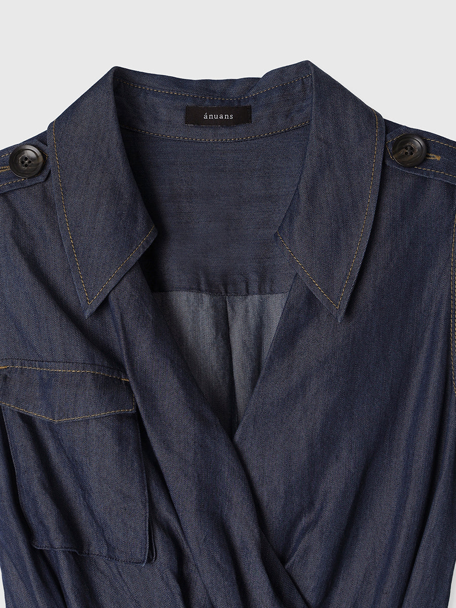 ノースリーブトレンチディテールワンピース