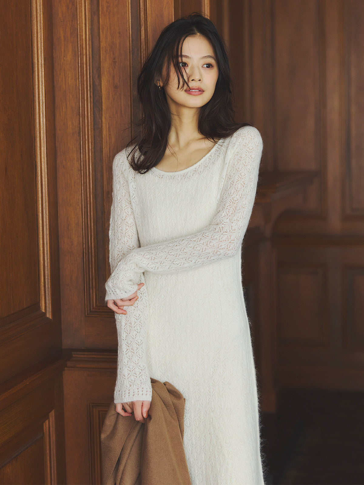 レースワークニットワンピース