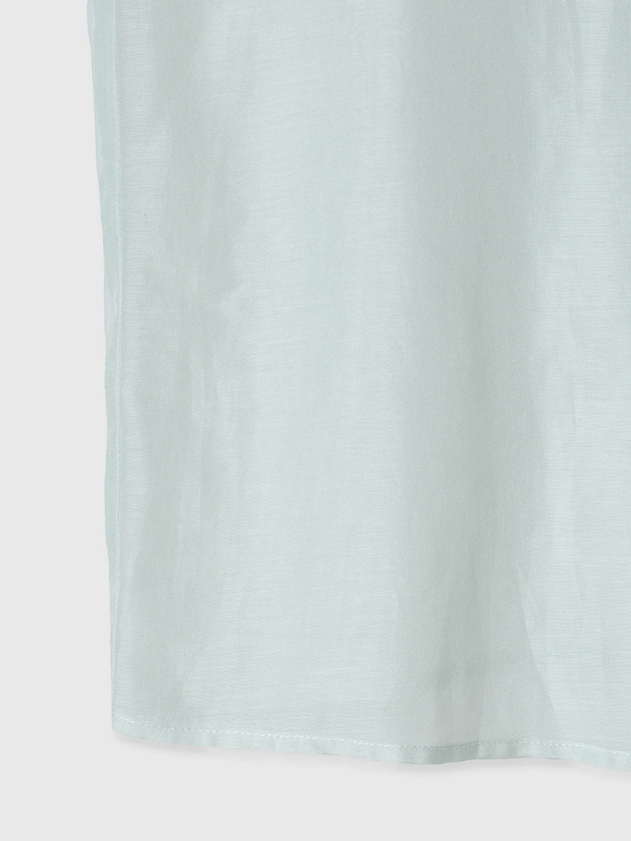 シルクブレンドラッフルブラウス