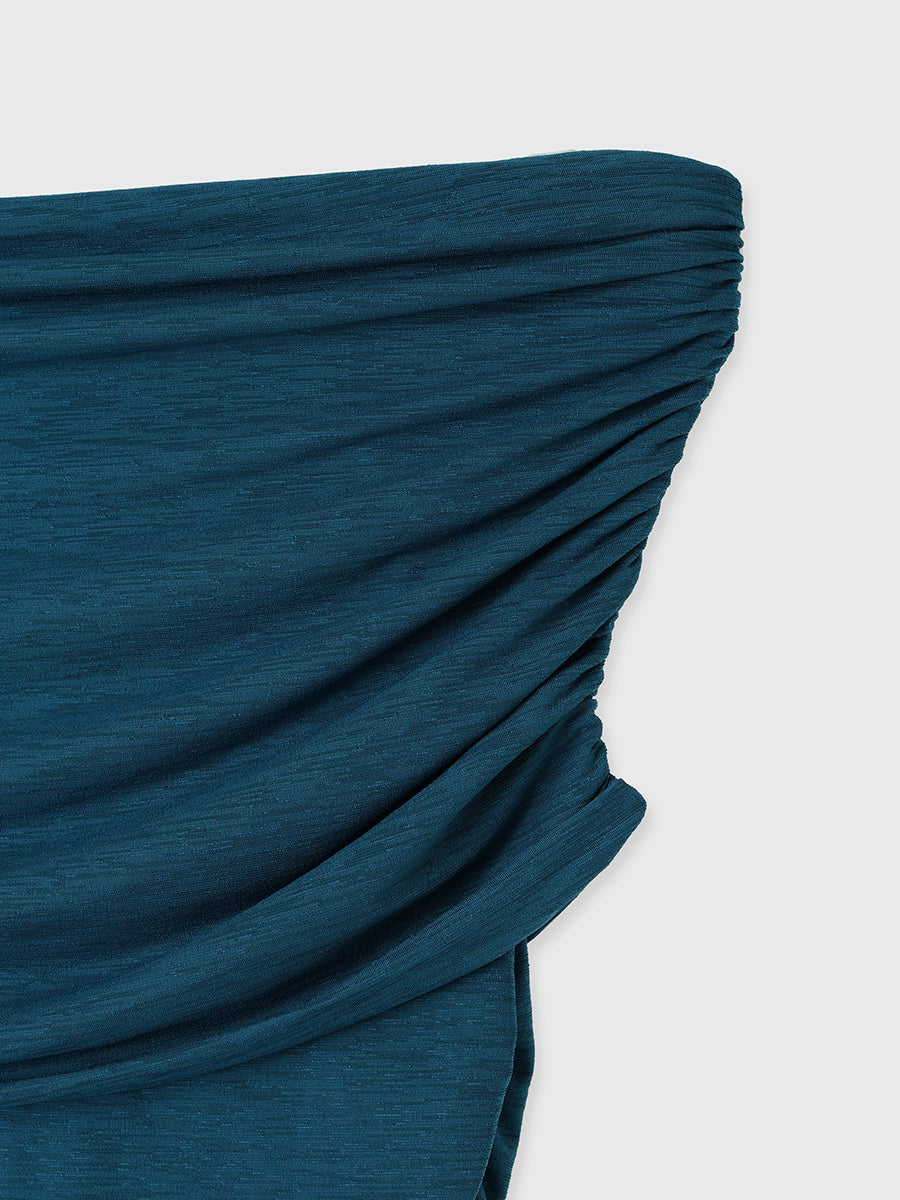 シアーオフショルギャザーカットトップス