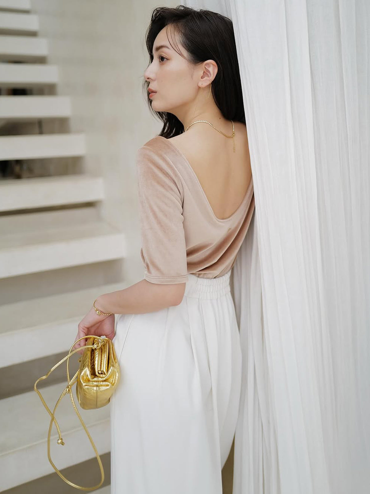 【OUR WACOAL×anuans】컵인 벨로아 탑스