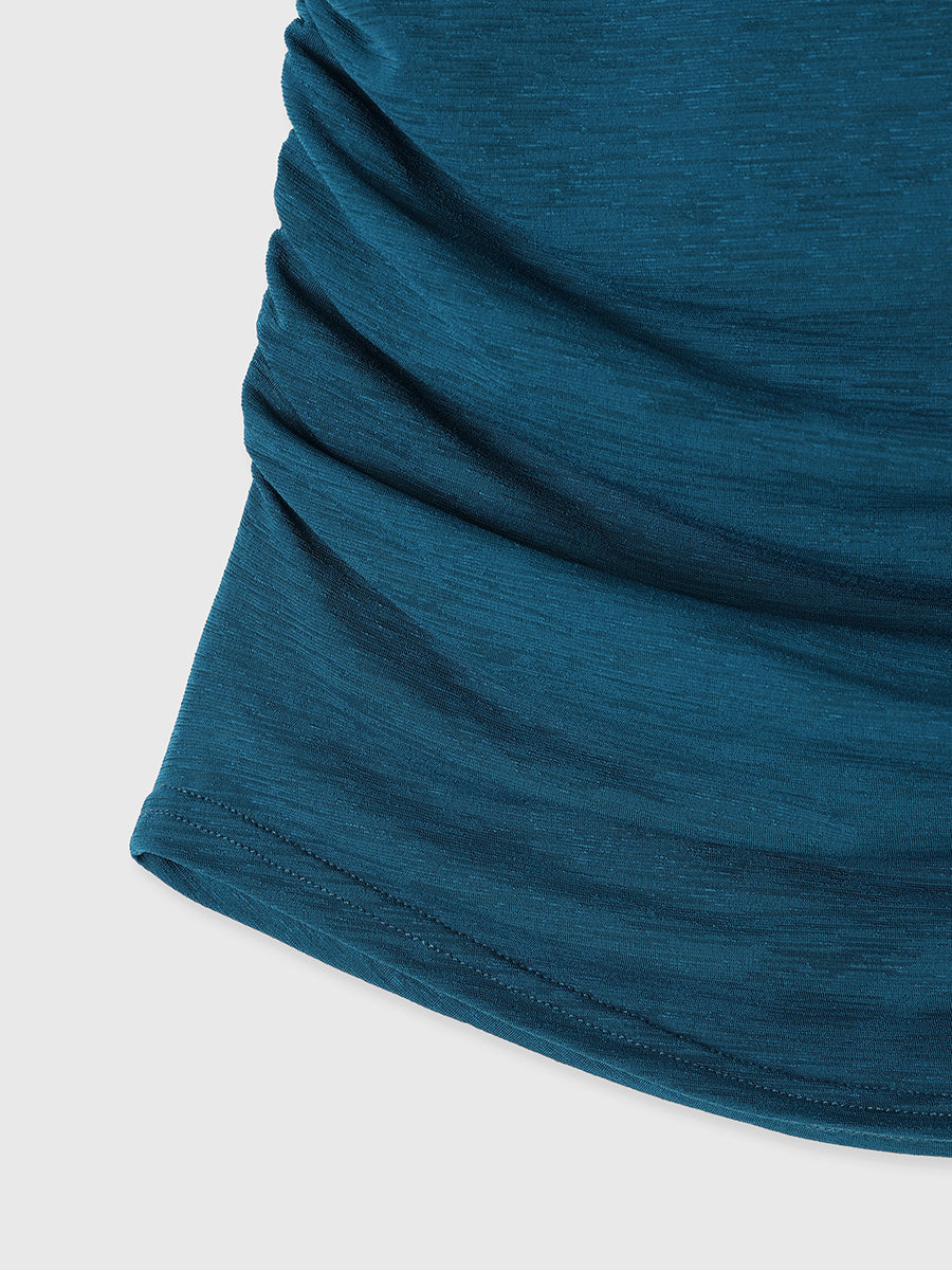 シアーオフショルギャザーカットトップス