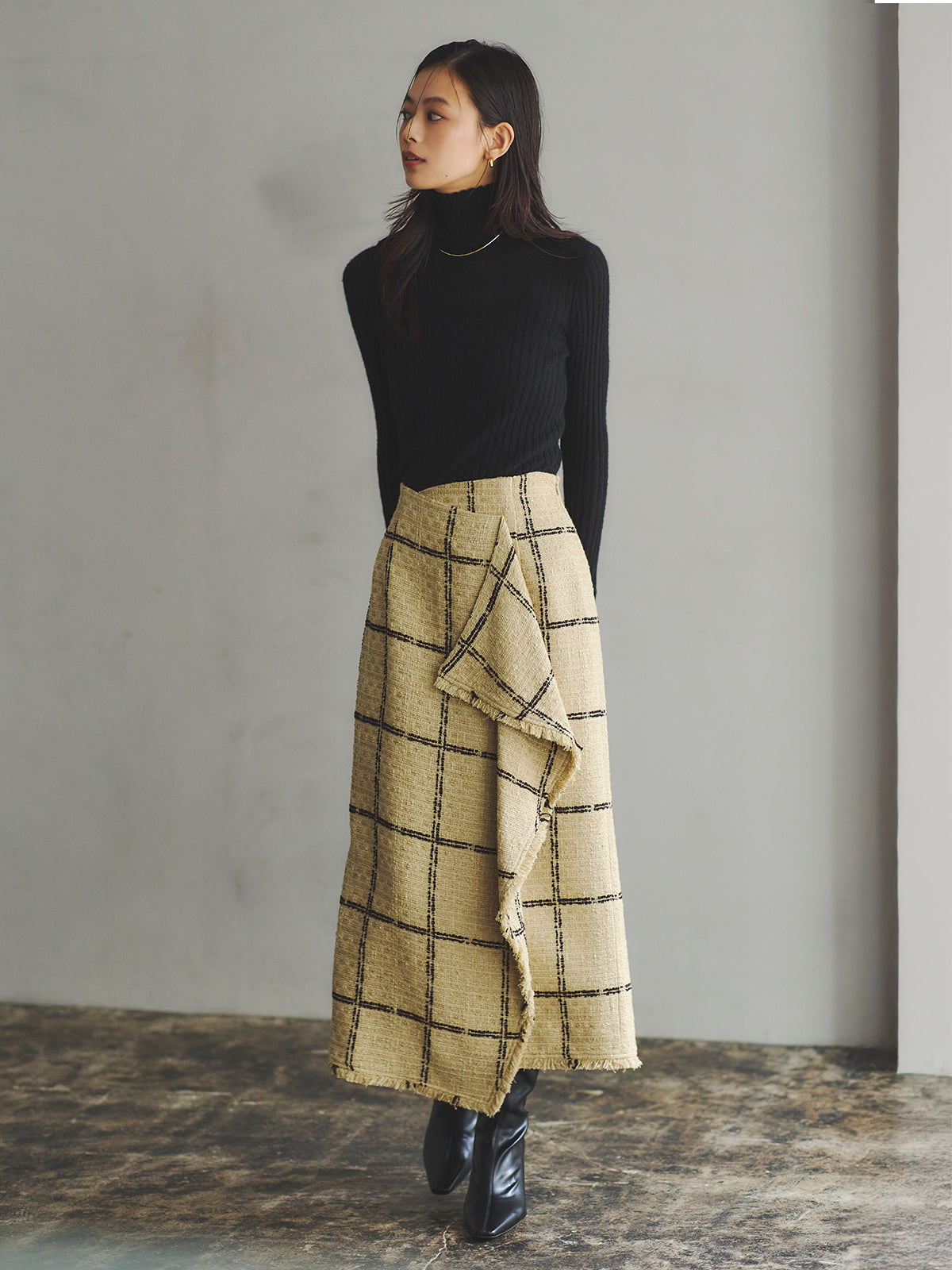 ツイードラップスカート