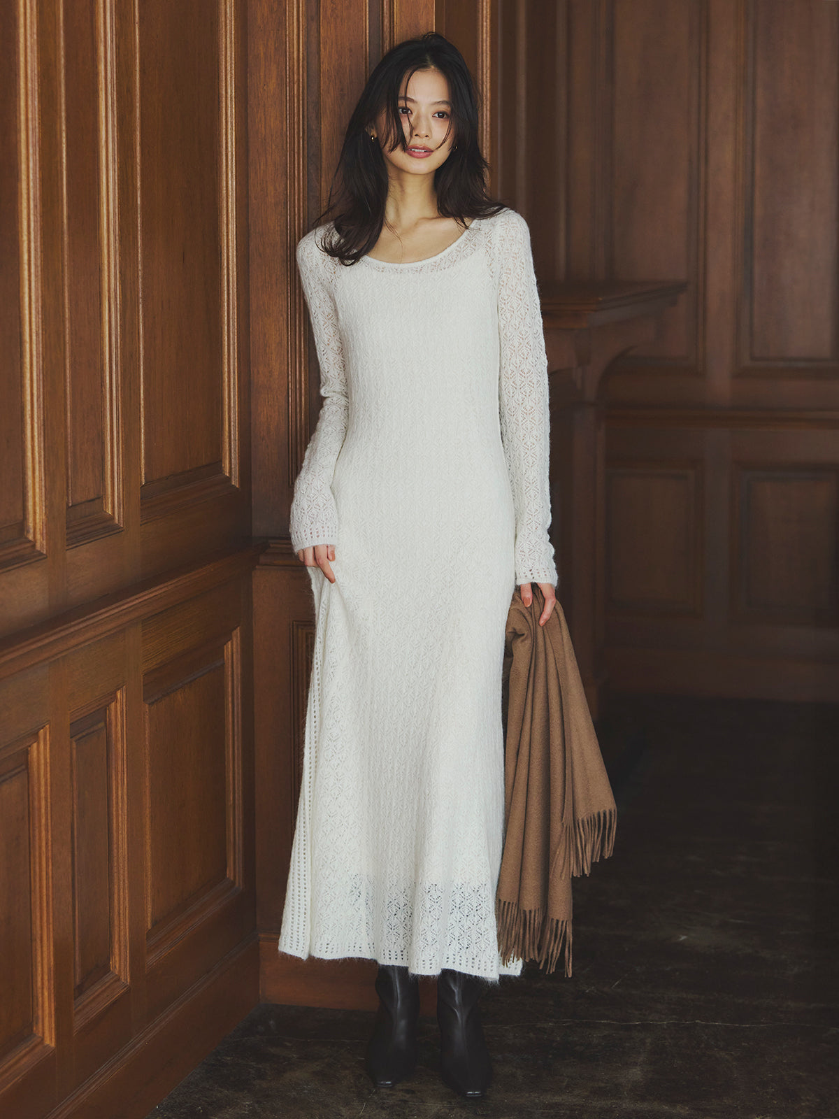 レースワークニットワンピース