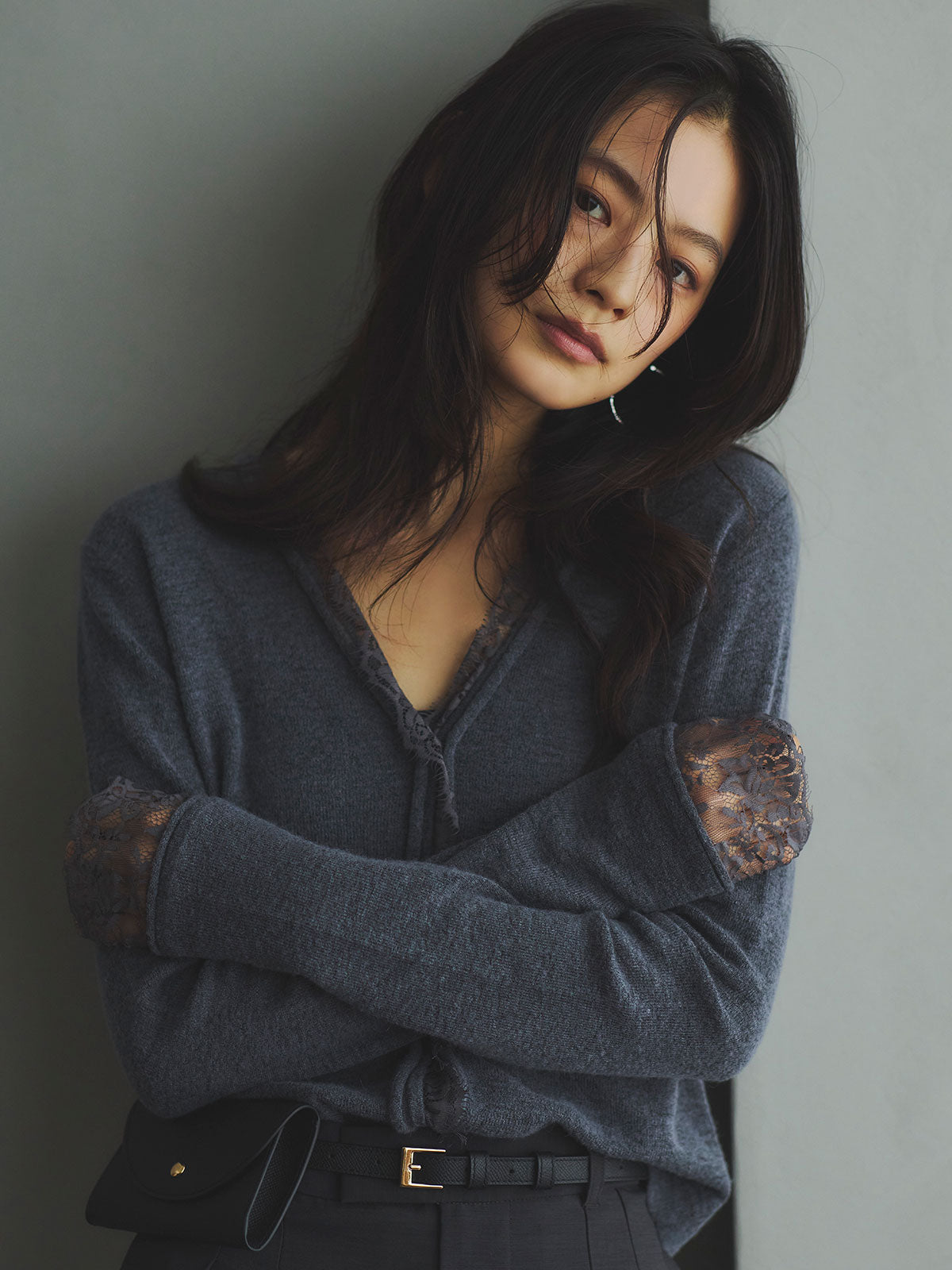 睫毛蕾絲修飾針織衫