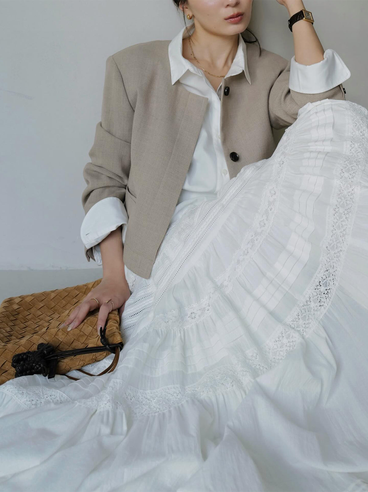 レースパネルティアードスカート