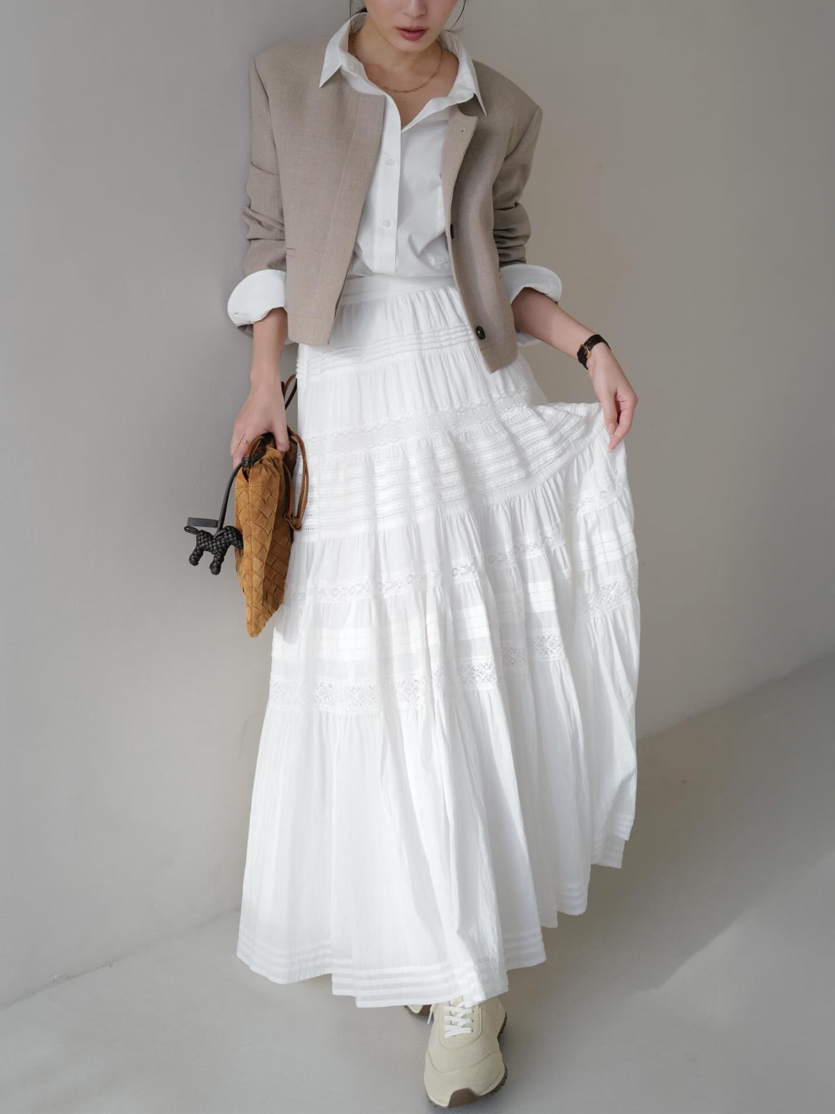 レースパネルティアードスカート