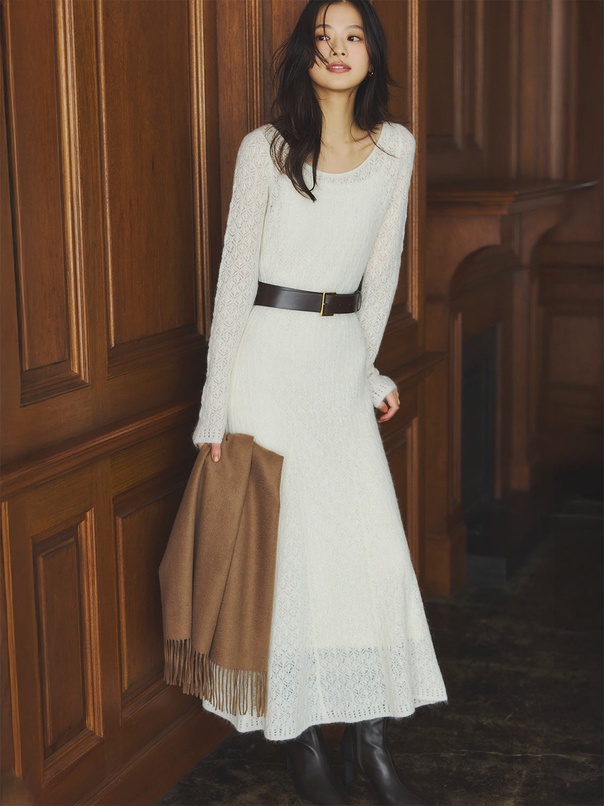 レースワークニットワンピース