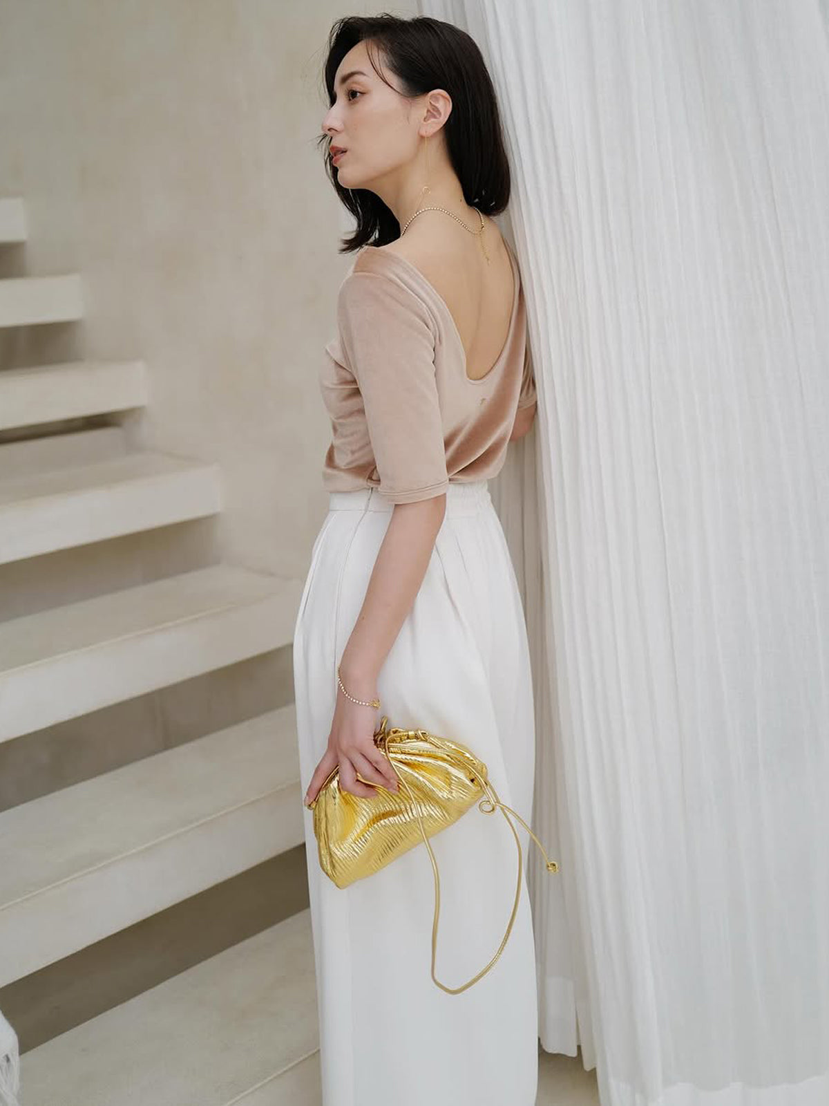 【OUR WACOAL×anuans】컵인 벨로아 탑스