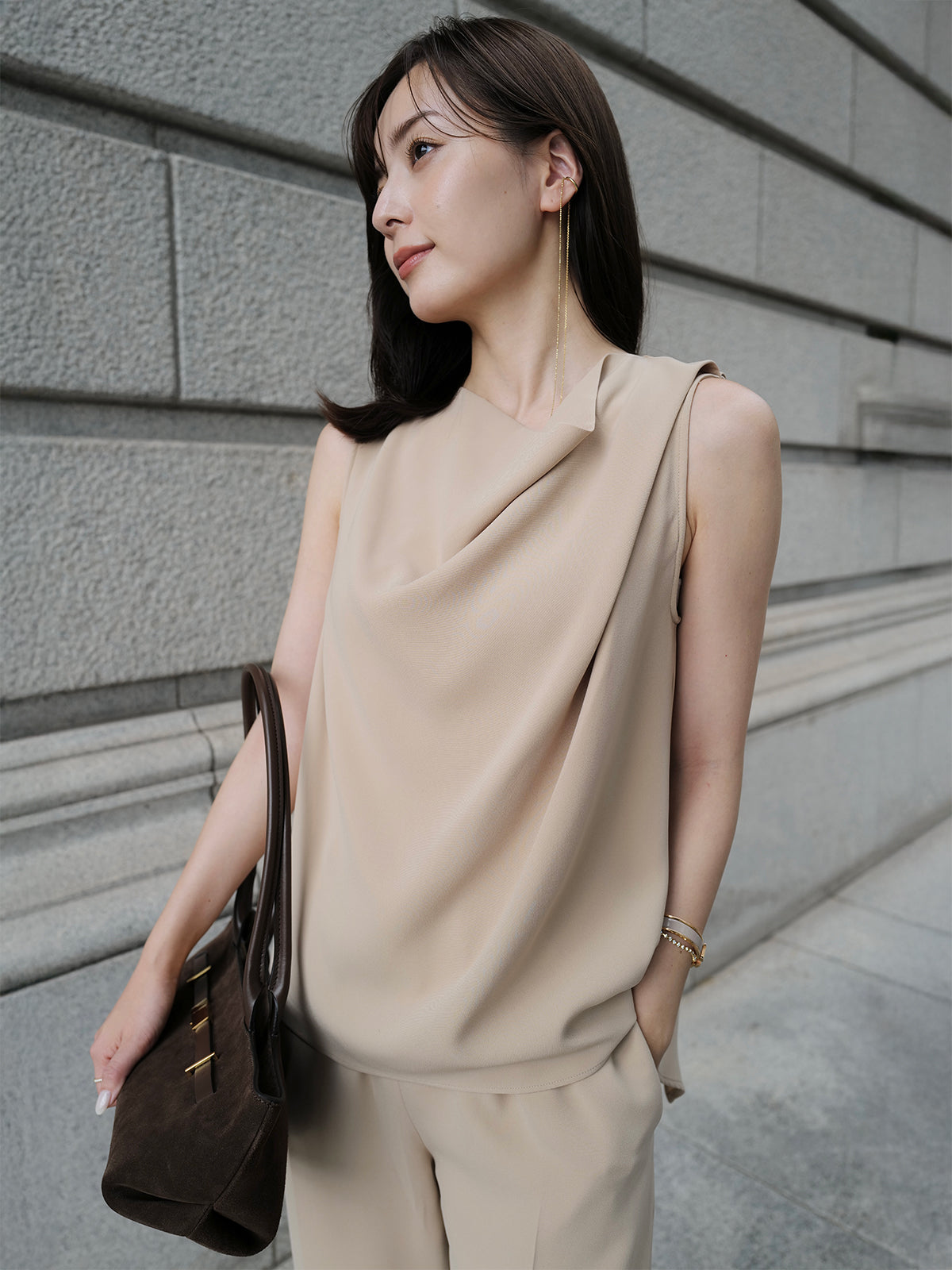 トリアセテートドレープブラウス