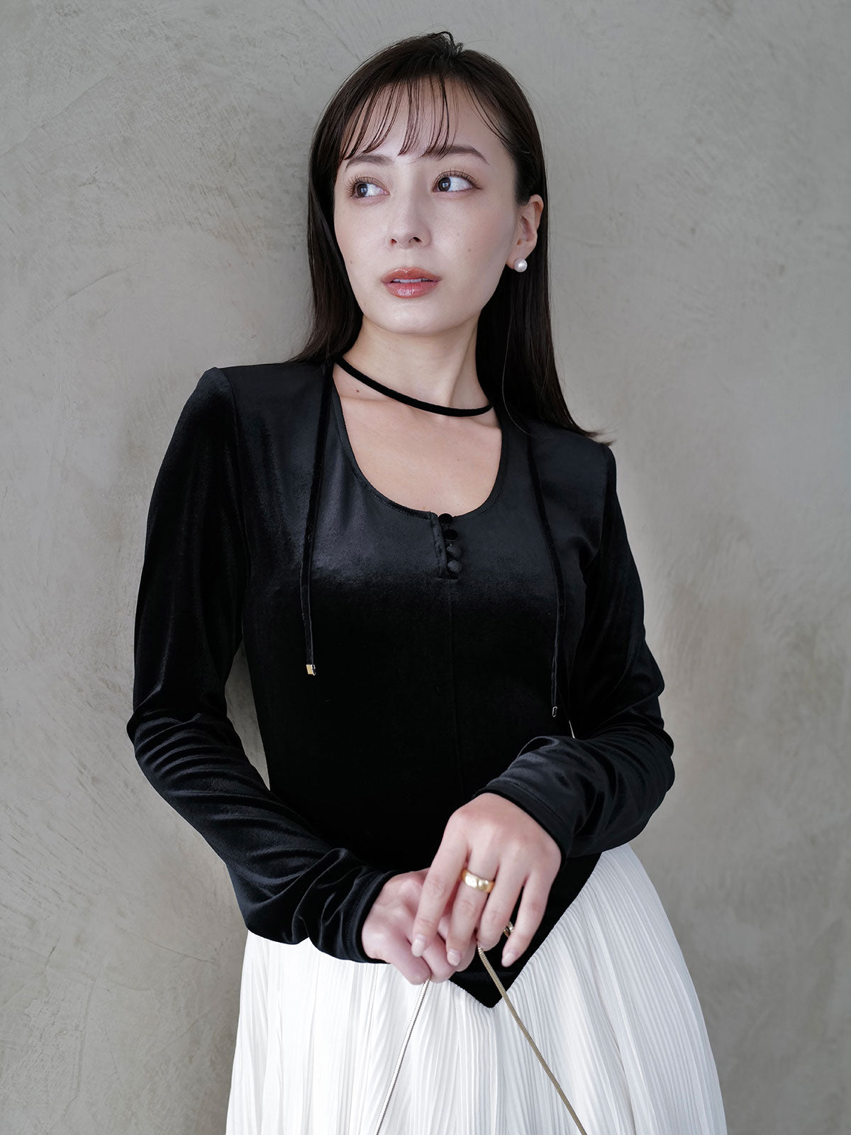 ベロアシフォンドッキングワンピース