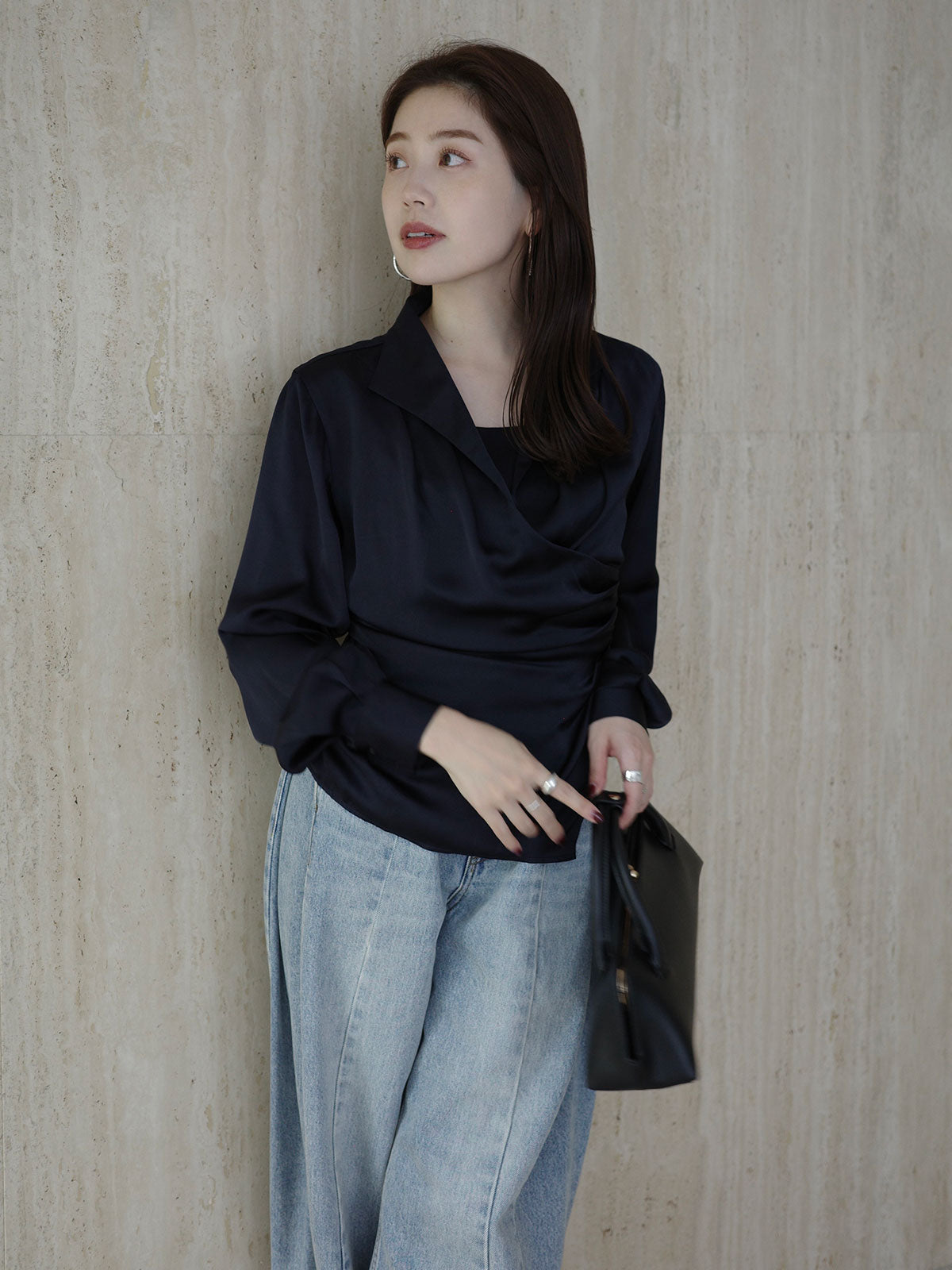 ポインテッドカラーシャツブラウス