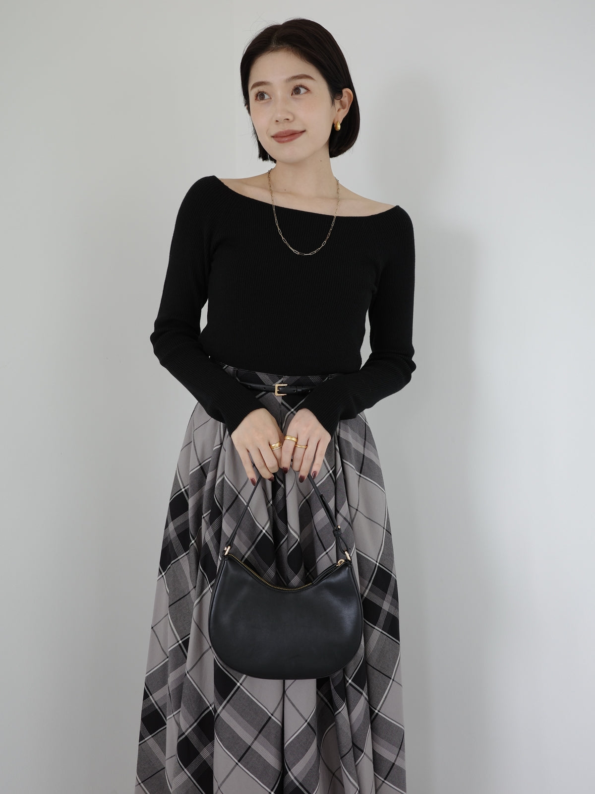 【WEB限定】シルクカシミヤブレンドフィットリブボートネックニット