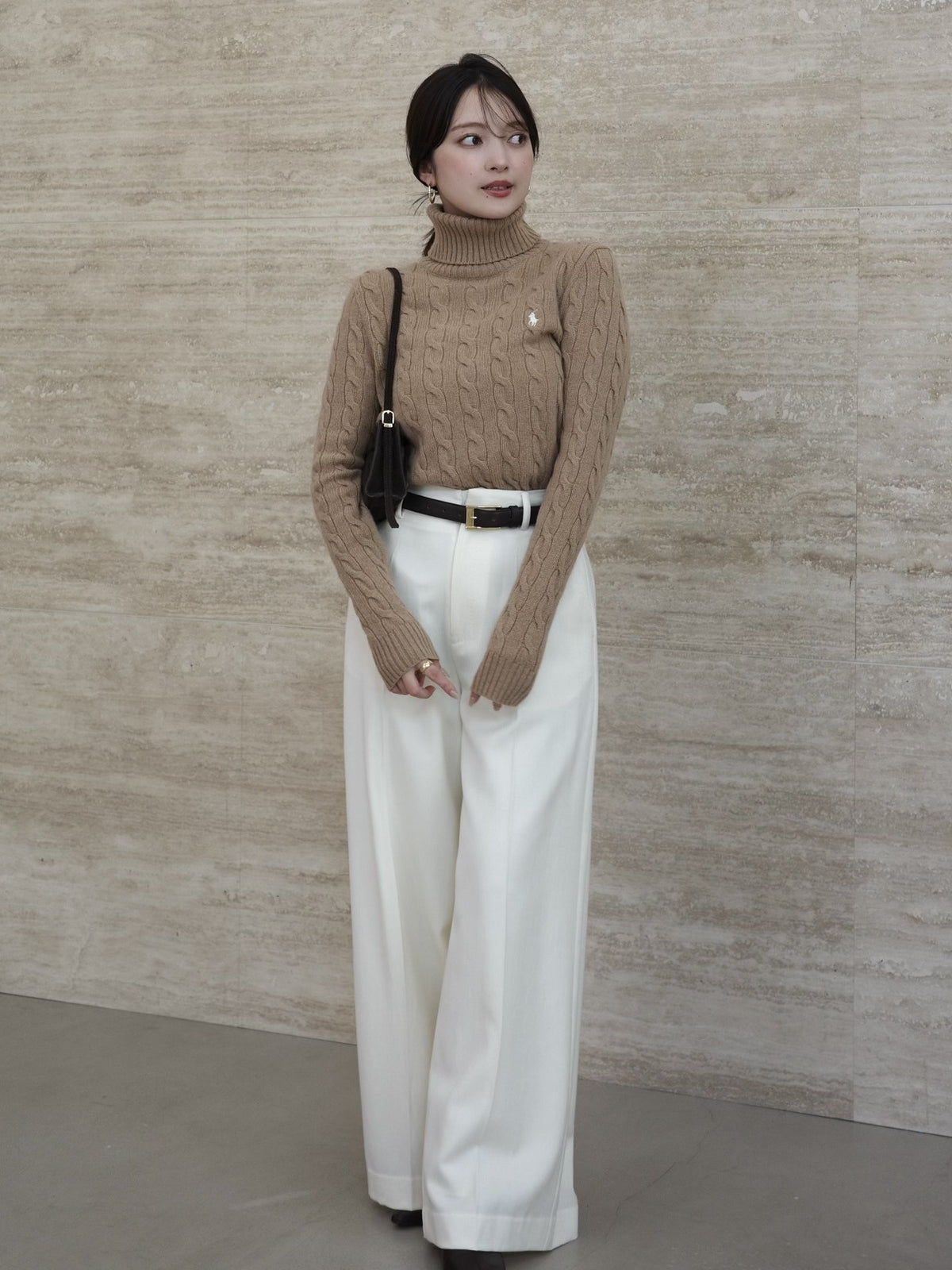 【POLO RALPH LAUREN】Wool-Cashmere Cable Turtleneck Sweater