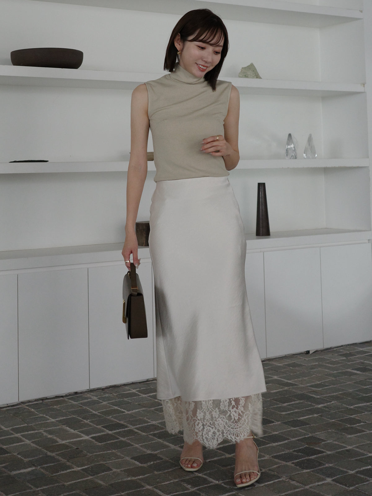 テンセルウールノースリーブカットトップス